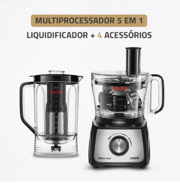 Multiprocessador Turbo Chef 5 em 1 Mondial MPN-01-B 1000W | Potência e Versatilidade que Fazem Diferença? image